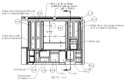 Elevation drawing with dimensions