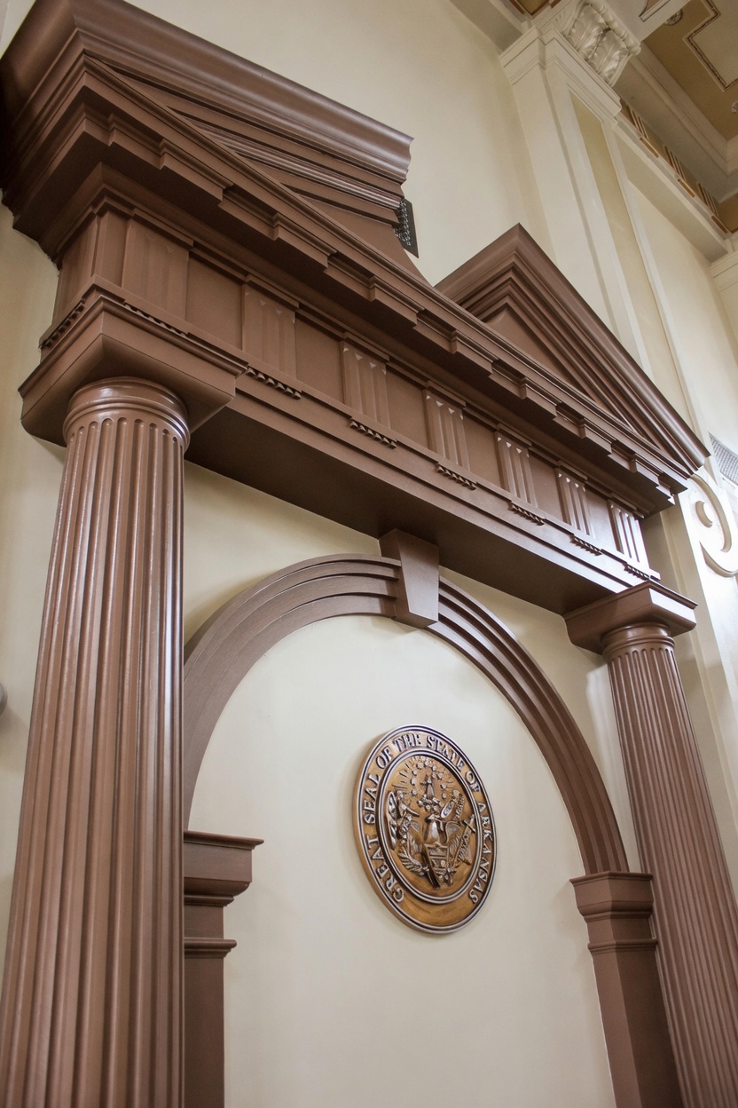 Completed pediment — Mississippi County Courthouse