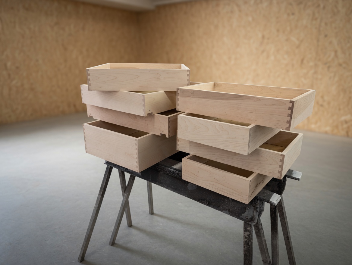 Dovetail drawer boxes ready to ship