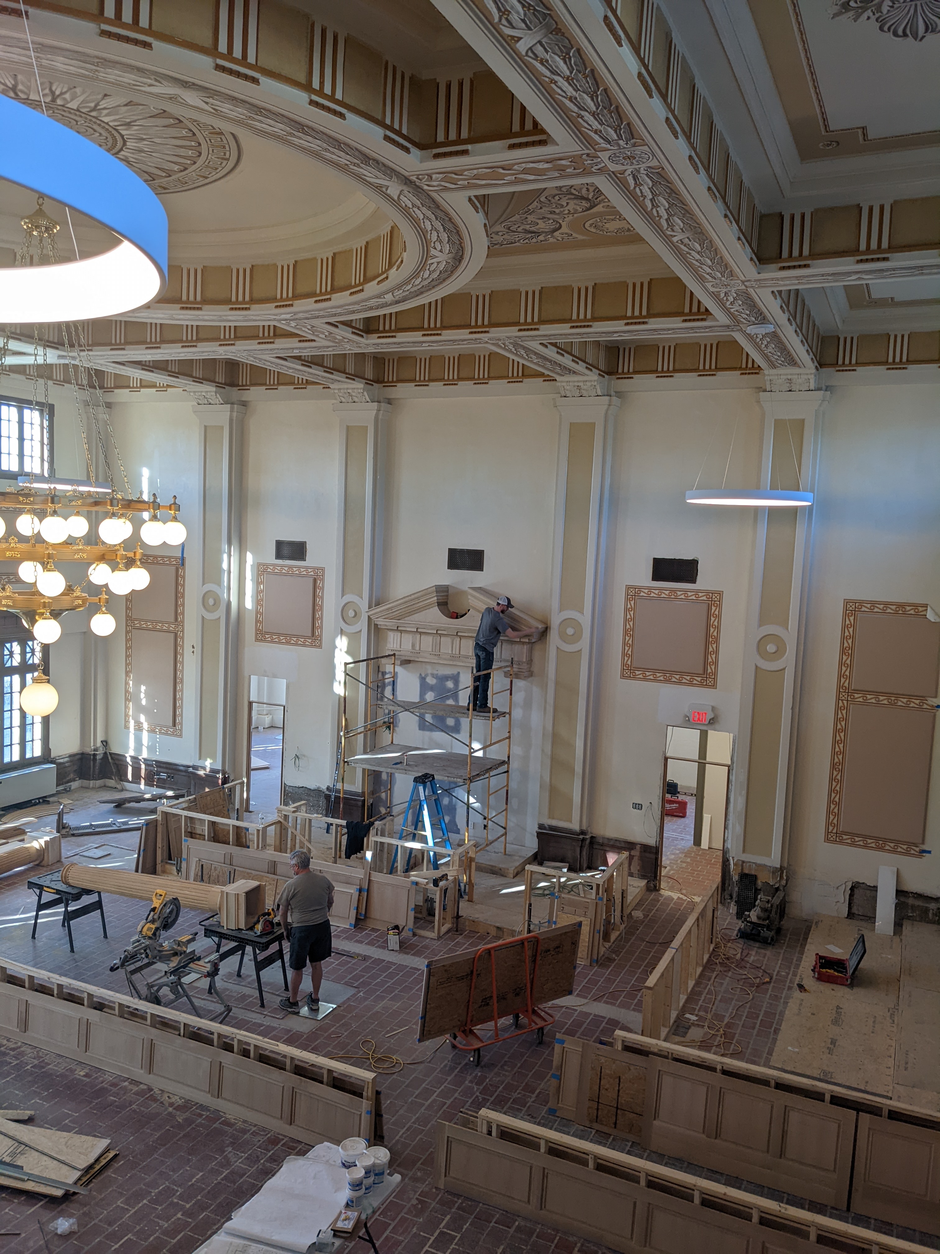 Pediment installation at MCC