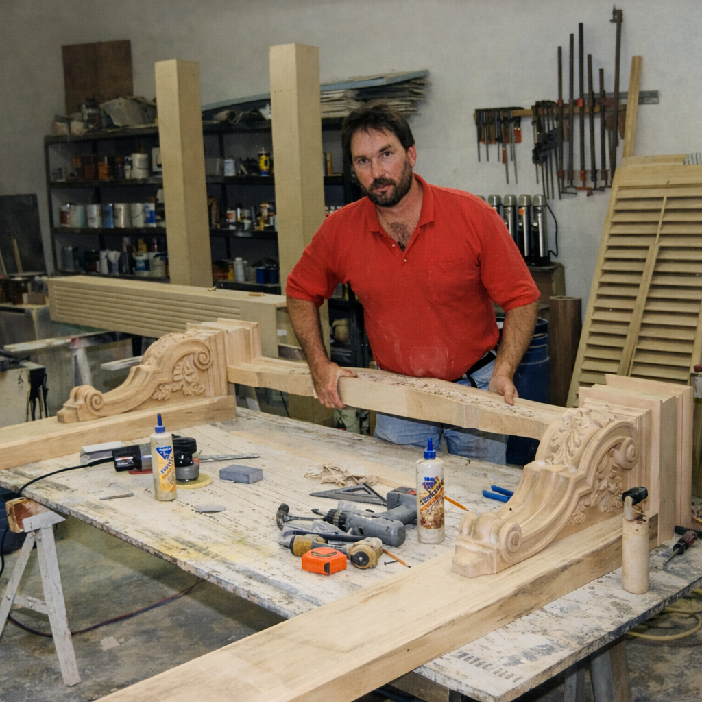 Joe Rogers in the early days of the shop