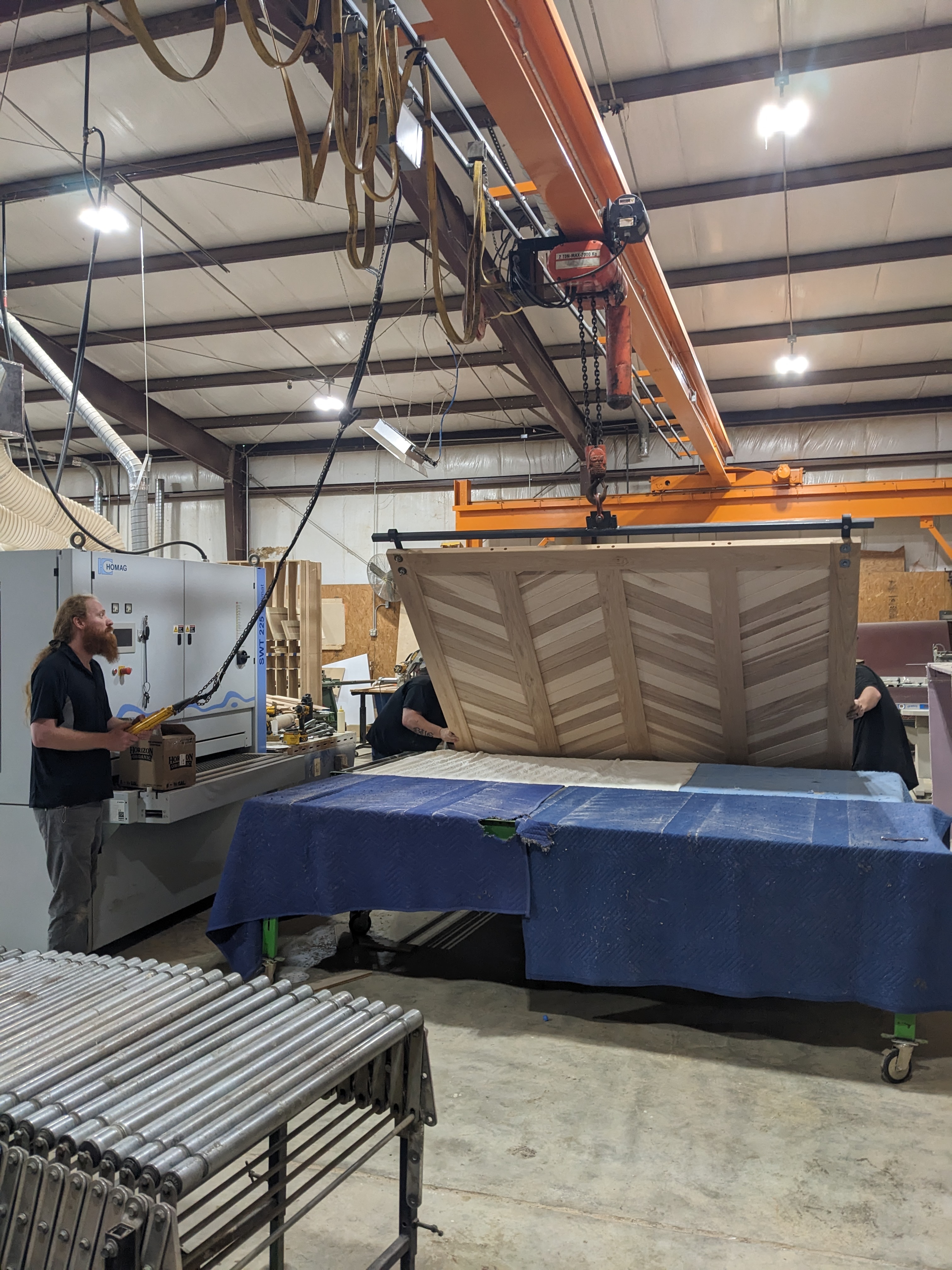 Large barn door being built in the shop